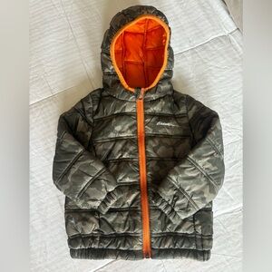 Eddie Bauer Camo Orange Puffer Jacket
